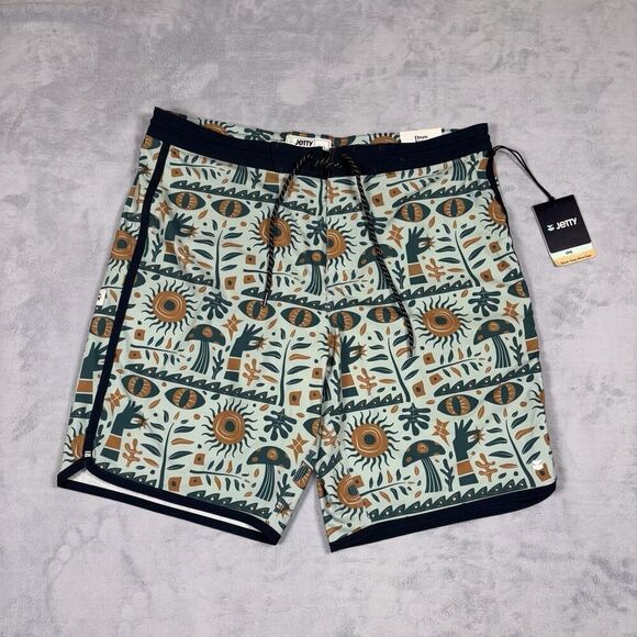JETTY Atlantic Boardshorts Aqua Men’s Size 36 Swim Trucks Surfing Athletic NWT - Picture 1 of 11
